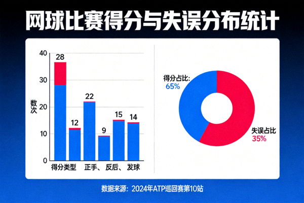 网球比赛数据统计图表展示得分与失误分布